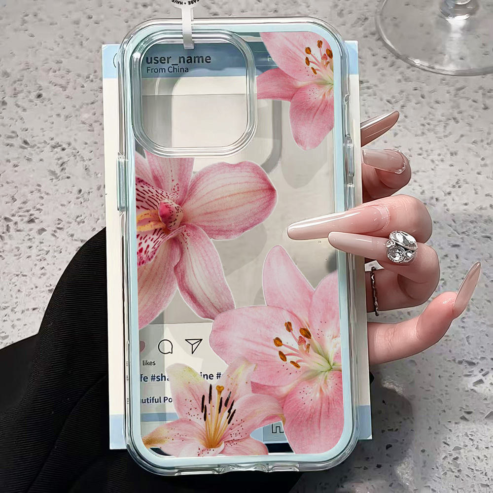 Pink Lily Flower Clear Phone C - đánh giá và giá Clear Shockproof Bumper Case
